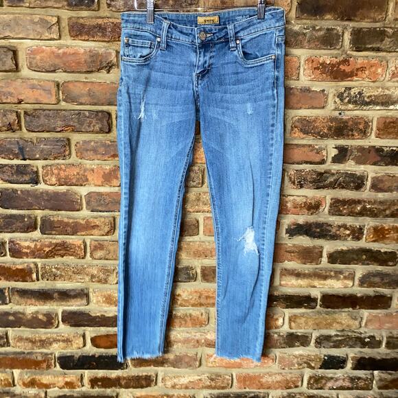 STS Medium Wash Blue Distressed Denim Skinny Ankle Jeans Women's Size 4 - Picture 1 of 6